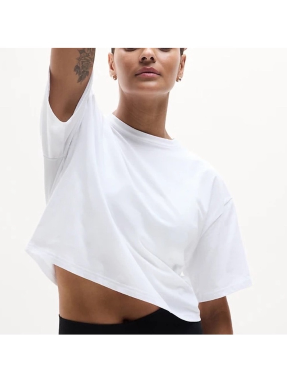 Athleta Classic 100% Cotton Boxy Crop Short Sleeve T-Shirt Medium 530149-00
